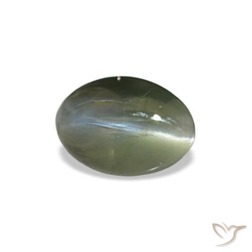 Cat's eye alexandrite naturale verde da 0,38 ct, taglio ovale, opaco