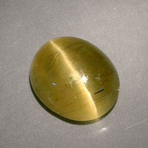 Apatite occhio di gatto Giallo verde naturale da 3.09 ct, Taglio ovale, Traslucido