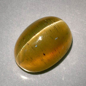 Cat's eye apatite naturale giallo da 3,32 ct, taglio ovale, traslucido