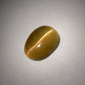 Cat's eye apatite naturale giallo da 3,01 ct, taglio ovale, traslucido