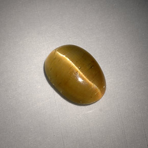 Cat's eye apatite naturale giallo da 3,01 ct, taglio ovale, traslucido