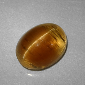 Cat's eye apatite naturale giallo da 3,32 ct, taglio ovale, traslucido