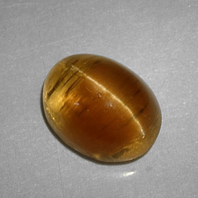 Cat's eye apatite naturale giallo da 3,32 ct, taglio ovale, traslucido
