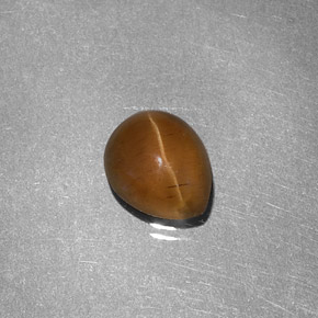 Cat's eye apatite naturale giallo da 1,46 ct, taglio a pera, traslucido