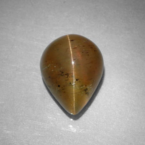Cat's eye apatite naturale giallo da 2,97 ct, taglio a pera, traslucido