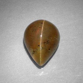 Cat's eye apatite naturale giallo da 2,97 ct, taglio a pera, traslucido
