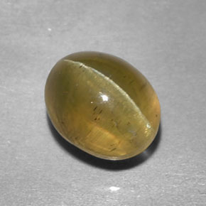 Apatite occhio di gatto Verde dorato naturale da 1.69 ct, Taglio ovale, Trasparente