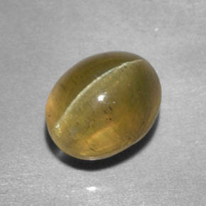 Apatite occhio di gatto Verde dorato naturale da 1.69 ct, Taglio ovale, Trasparente