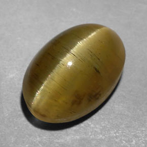 Apatite occhio di gatto Verde dorato naturale da 3.47 ct, Trasparente, Trasparente/Traslucido