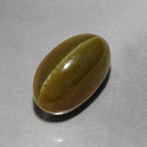 Apatite occhio di gatto Verde dorato naturale da 3,98 ct, Trasparente, Trasparente/Traslucido