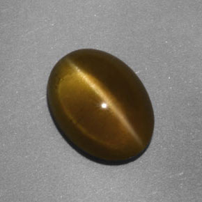 Apatite occhio di gatto Oro verdastro naturale da 3.93 ct, Trasparente, Trasparente/Traslucido