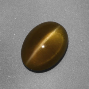 Apatite occhio di gatto Oro verdastro naturale da 3.93 ct, Trasparente, Trasparente/Traslucido