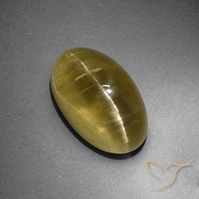 Apatite occhio di gatto Giallo terroso naturale da 12.95 ct, Ovale, Traslucido