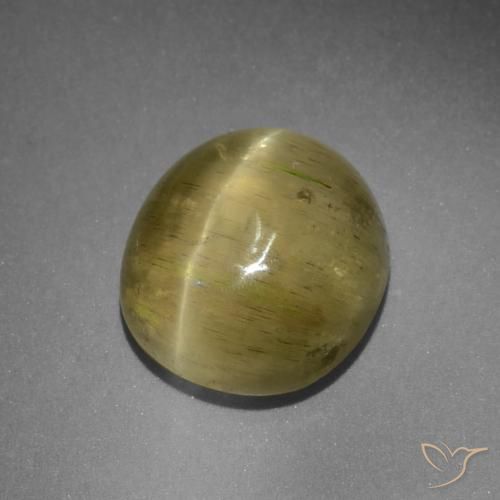 Apatite occhio di gatto Giallo neutro naturale da 9.42 ct, Ovale, Traslucido