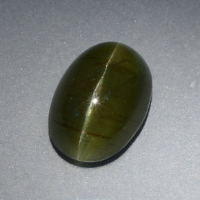 Apatite occhio di gatto Giallo verde naturale da 4.13 ct, Taglio ovale, Traslucido