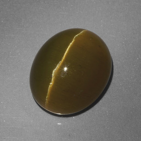 Apatite occhio di gatto verde dorato naturale da 8,22 ct, taglio ovale, traslucido