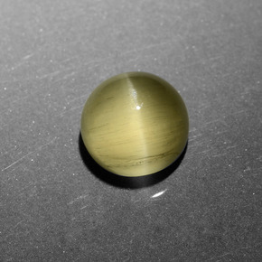 Apatite occhio di gatto Oro verdastro naturale da 6.11 ct, Taglio rotondo, Traslucido