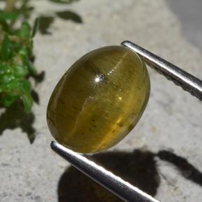 Apatite occhio di gatto Giallo brunastro naturale da 4.28 ct, Taglio ovale, Traslucido