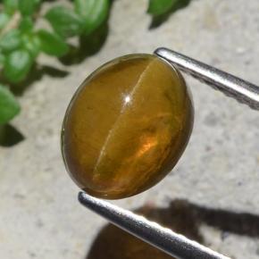 Cat's eye apatite naturale verde da 2,93 ct, taglio ovale, traslucido