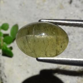 Apatite occhio di gatto Verde scuro naturale da 3.73 ct, Taglio ovale, Traslucido