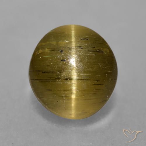 3.02ct Naturale Marrone medio Apatite effetto occhio di gatto, Rotondo, Traslucido