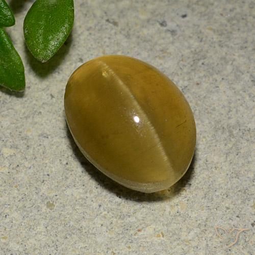 Apatite occhio di gatto Giallo Marrone naturale da 3.14 ct, Ovale, Traslucido
