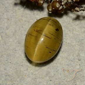 Apatite occhio di gatto Giallo terroso naturale da 2.63 ct, Ovale, Traslucido