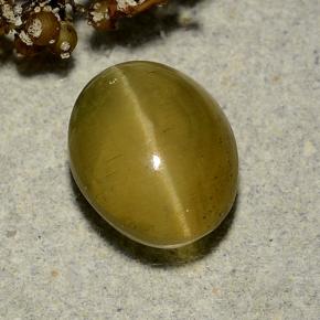 Apatite occhio di gatto Verde dorato naturale da 3.72 ct, Taglio ovale, Traslucido