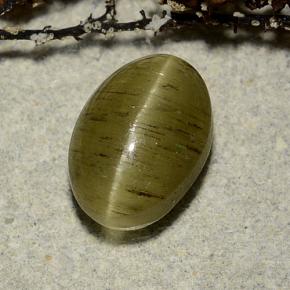 Cat's eye apatite naturale verde da 3,32 ct, taglio ovale, traslucido