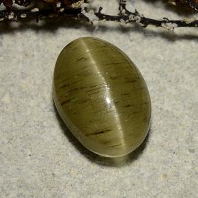 Cat's eye apatite naturale verde da 3,32 ct, taglio ovale, traslucido