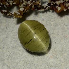 Apatite occhio di gatto Verde terroso naturale da 2.65 ct, Taglio ovale, Traslucido