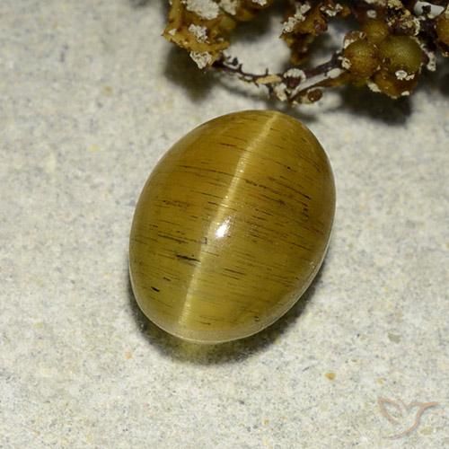 Apatite occhio di gatto Giallo Marrone naturale da 3.56 ct, Ovale, Traslucido