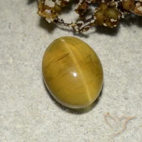 Apatite occhio di gatto Giallo Marrone naturale da 2.82 ct, Ovale, Traslucido
