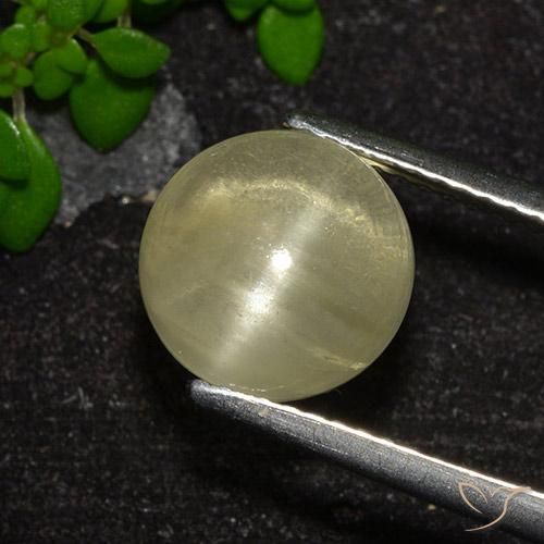 Apatite occhio di gatto Giallo neutro naturale da 4.18 ct, Taglio rotondo, Trasparente
