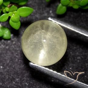 Apatite occhio di gatto Giallo pallido naturale da 3.48 ct, Rotondo, Trasparente