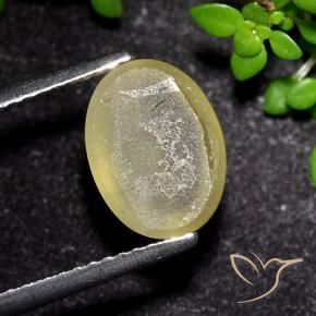 Apatite occhio di gatto Giallo medio naturale da 3.09 ct, Ovale, Trasparente