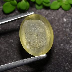 Apatite occhio di gatto Giallo dorato chiaro naturale da 3.51 ct, Taglio ovale, Traslucido