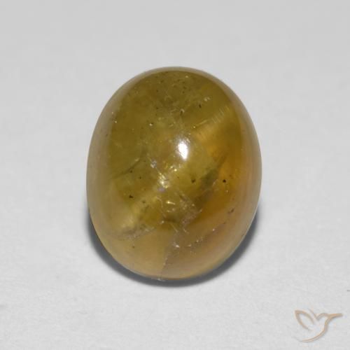 1.76ct Naturale Giallo brunastro Apatite effetto occhio di gatto, Ovale, Traslucido