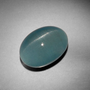 Cat's eye aquamarine naturale verde da 12,46 ct, taglio ovale, traslucido