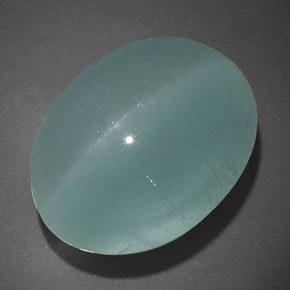 Cat's eye aquamarine naturale verde da 19,65 ct, trasparente, trasparente/traslucido