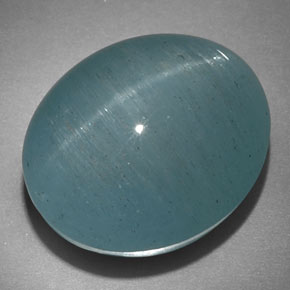Cat's eye aquamarine naturale verde da 22,18 ct, taglio ovale, traslucido