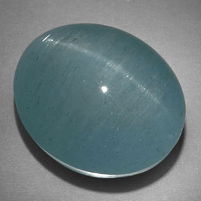 Cat's eye aquamarine naturale verde da 22,18 ct, taglio ovale, traslucido
