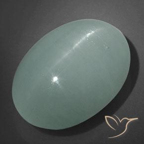 32.10ct Naturale Verde chiaro Bluastro Acquamarina occhio di gatto, Ovale, Traslucido