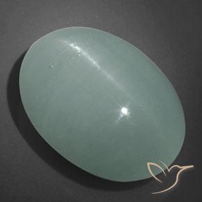 Acquamarina Occhio di Gatto Verde chiaro Bluastro naturale da 32.10 ct, Ovale, Traslucido
