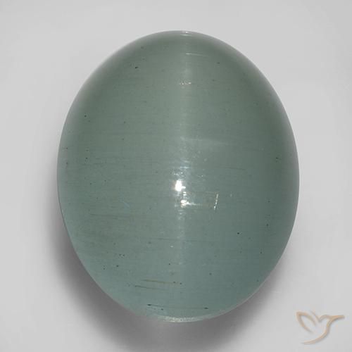 Acquamarina Occhio di Gatto Azzurro verde chiaro naturale da 30.03 ct, Ovale, Traslucido