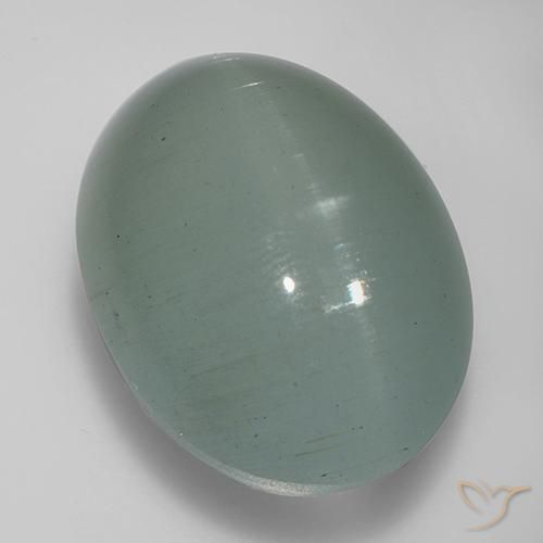 Acquamarina Occhio di Gatto Azzurro verde chiaro naturale da 30.03 ct, Ovale, Traslucido