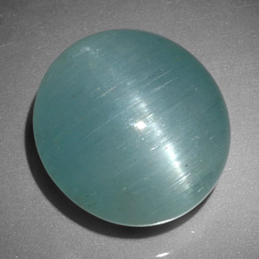 Cat's eye aquamarine naturale verde da 12,01 ct, taglio ovale, traslucido