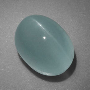 Cat's eye aquamarine naturale verde da 5,96 ct, trasparente, trasparente/traslucido