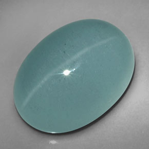 Cat's eye aquamarine naturale verde da 12,39 ct, trasparente, trasparente/traslucido