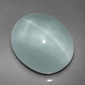 Cat's eye aquamarine naturale verde da 8,02 ct, trasparente, trasparente/traslucido